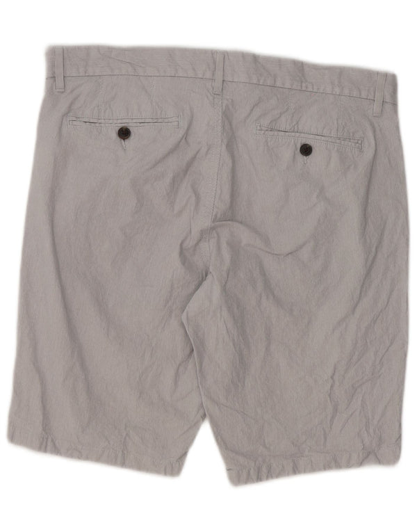 Shorts chino masculino Marks & Spencer W34 grande algodão listrado cinza