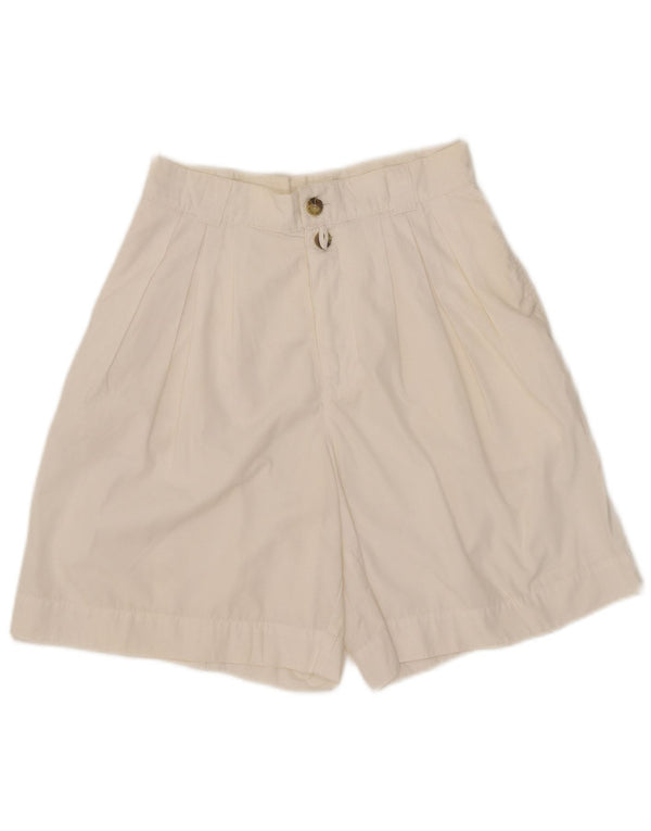Shorts chino feminino de cintura alta do Outback UK 10 pequeno W27 poliéster branco