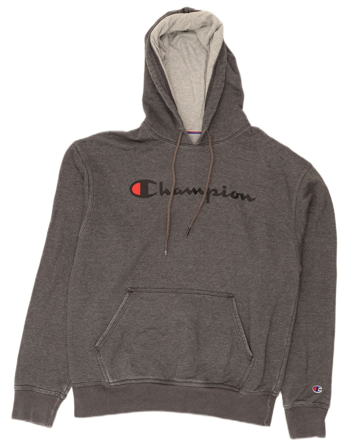 Jumper com capuz gráfico masculino Champion cinza médio manchado