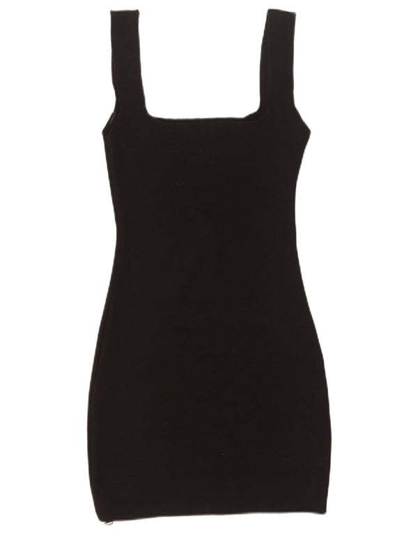 Vestido bodycon feminino sem mangas Zara UK 8 pequeno preto viscose