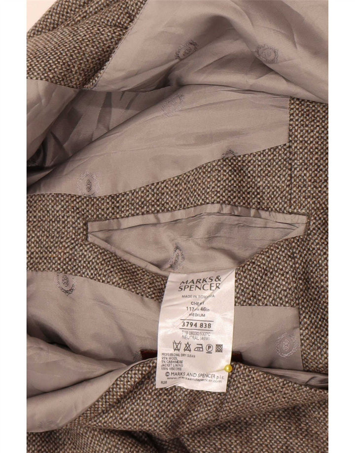 Jaqueta blazer masculina de 3 botões Marks & Spencer Reino Unido 46 XL lã cinza