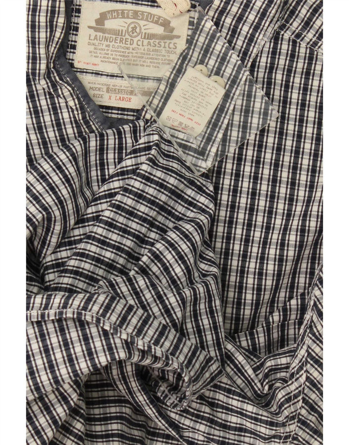 White Stuff Camisa Masculina Classic Fit XL Azul Marinho Xadrez Algodão