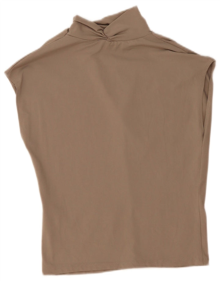 Blusa feminina sem mangas Zara Top UK 12 cinza médio poliamida