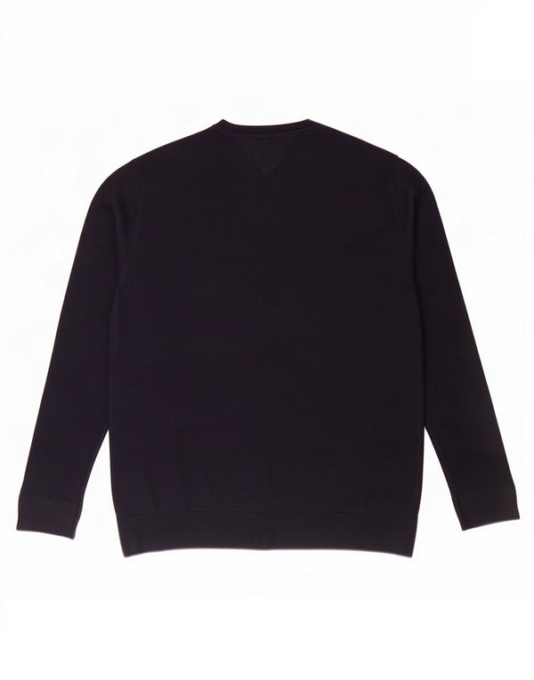 Suéter masculino Tommy Hilfiger com decote em V XL azul marinho algodão