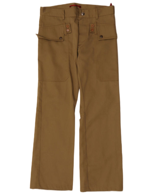 Calça cargo feminina David Mayer Bootcut IT 46 grande W31 L29 cáqui