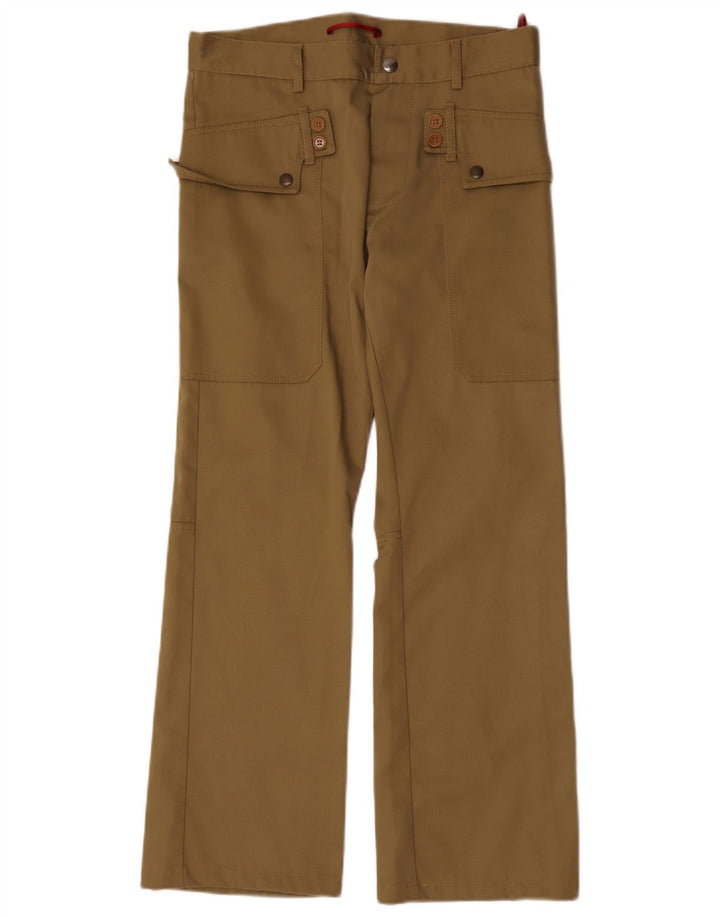 Calça cargo feminina David Mayer Bootcut IT 46 grande W31 L29 cáqui