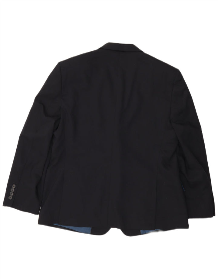 Jaqueta blazer masculina Marks & Spencer curta de 2 botões Reino Unido 44 XL lã azul marinho