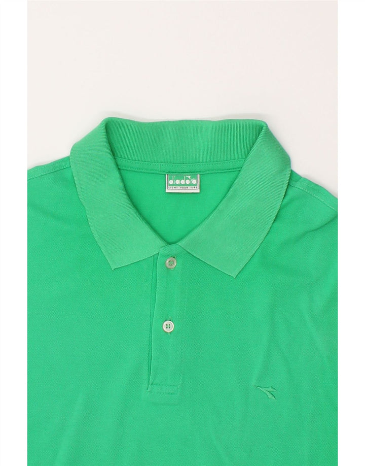 DIADORA Mens Polo Shirt 2XL Green Cotton Vintage Diadora and Second-Hand Diadora from Messina Hembry 
