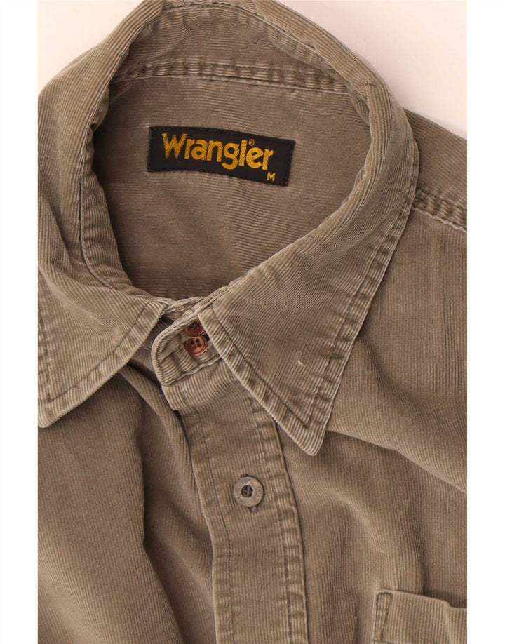 Wrangler Camisa masculina de veludo cotelê cinza médio