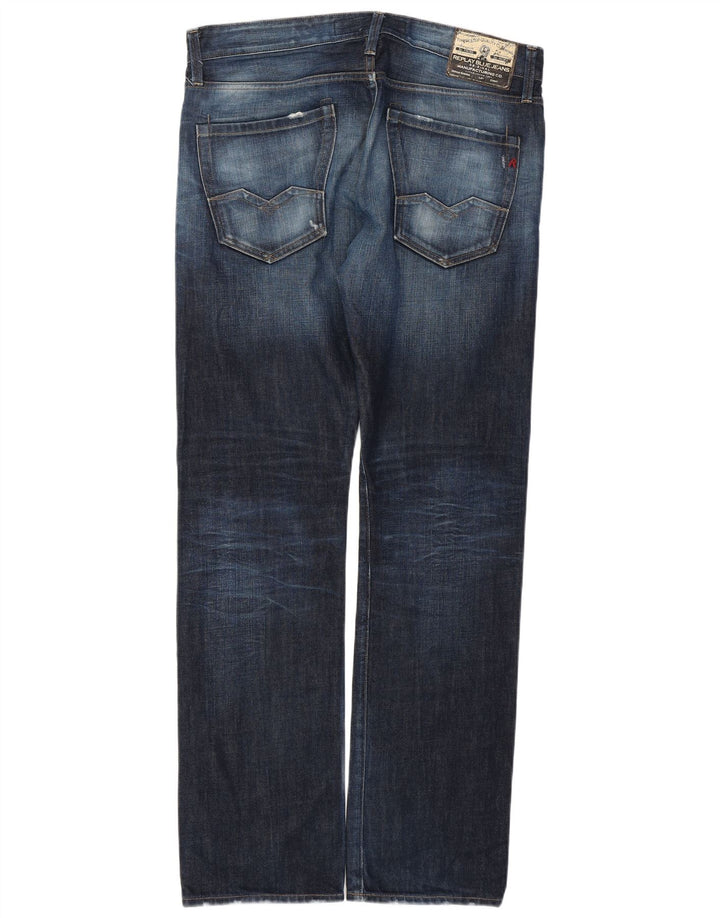 REPLAY Mens Waitom Straight Jeans W34 L34 Azul Marinho