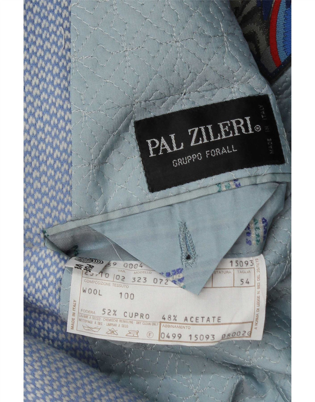 Jaqueta blazer masculina Pal Zileri com 2 botões IT 54 2XL lã geométrica azul