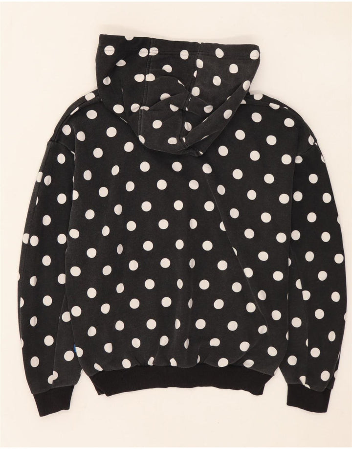 ADIDAS Womens Graphic Oversized Hoodie Jumper UK 8 Small Black Polka Dot