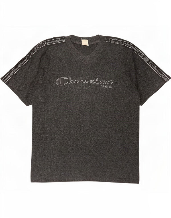 Camiseta gráfica masculina Champion XL algodão manchado cinza