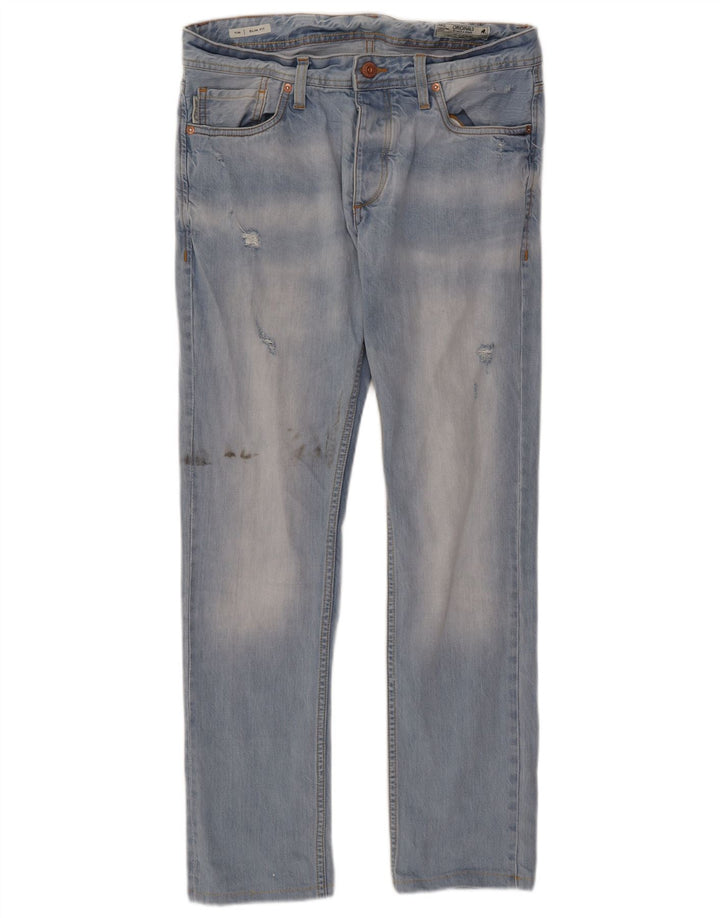 Jack & Jones Masculino Tim Distressed Slim Jeans W34 L31 Azul
