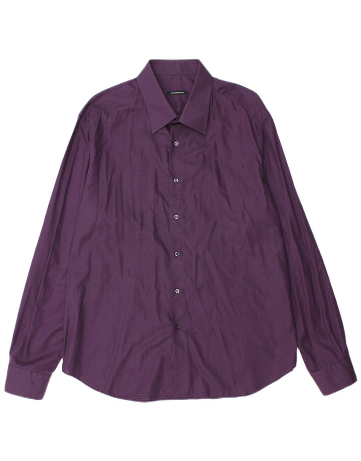 Camisa masculina ROCCOBAROCCO tamanho 18 45 2XL algodão roxo