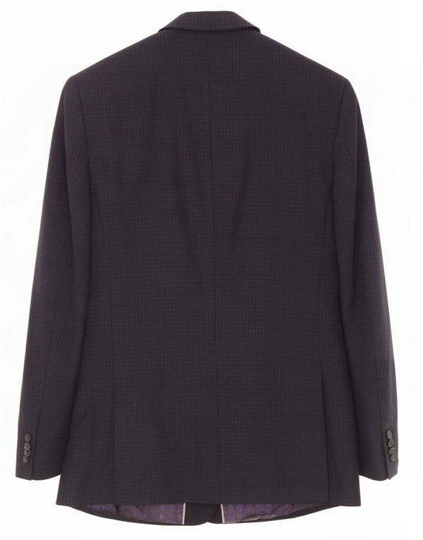 Jaqueta blazer masculina de 2 botões Marks & Spencer Reino Unido 36 pequena lã xadrez cinza