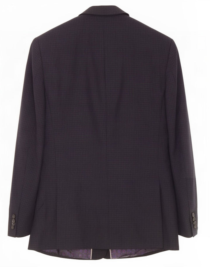 Jaqueta blazer masculina de 2 botões Marks & Spencer Reino Unido 36 pequena lã xadrez cinza