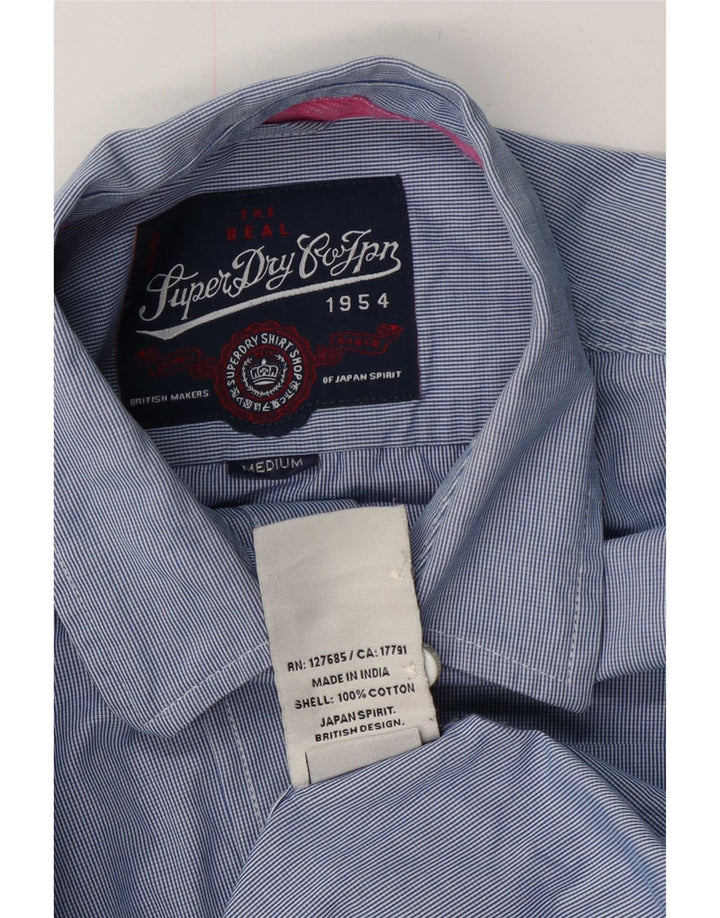 Camisa masculina Superdry algodão xadrez azul médio