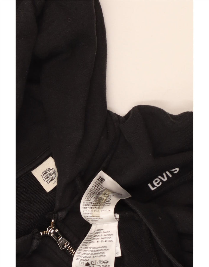 Suéter feminino Levi's com capuz e zíper oversized UK 16 grande preto