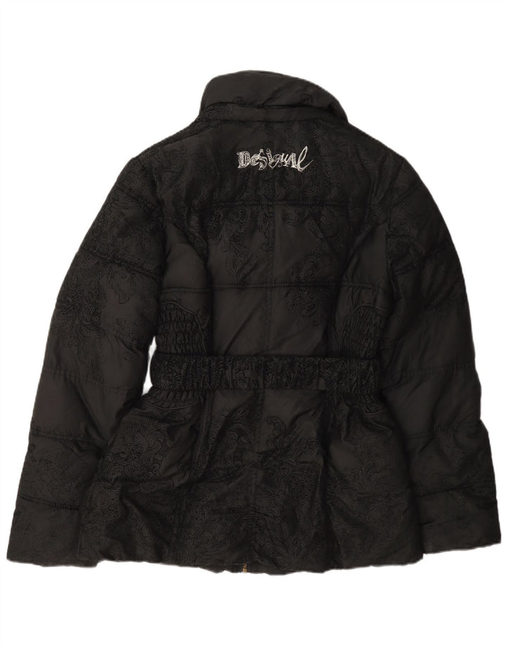 Jaqueta feminina acolchoada gráfica Desigual EU 40 médio preto paisley poliéster