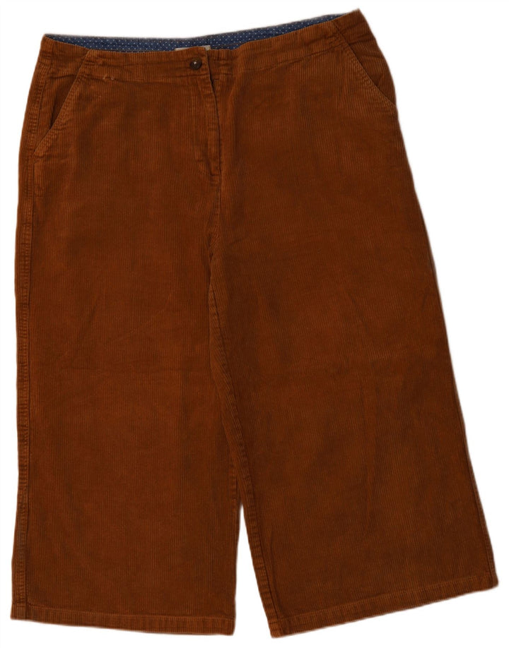 WHITE STUFF Calça feminina capri reta de veludo cotelê UK 18 XL W40 L22 marrom