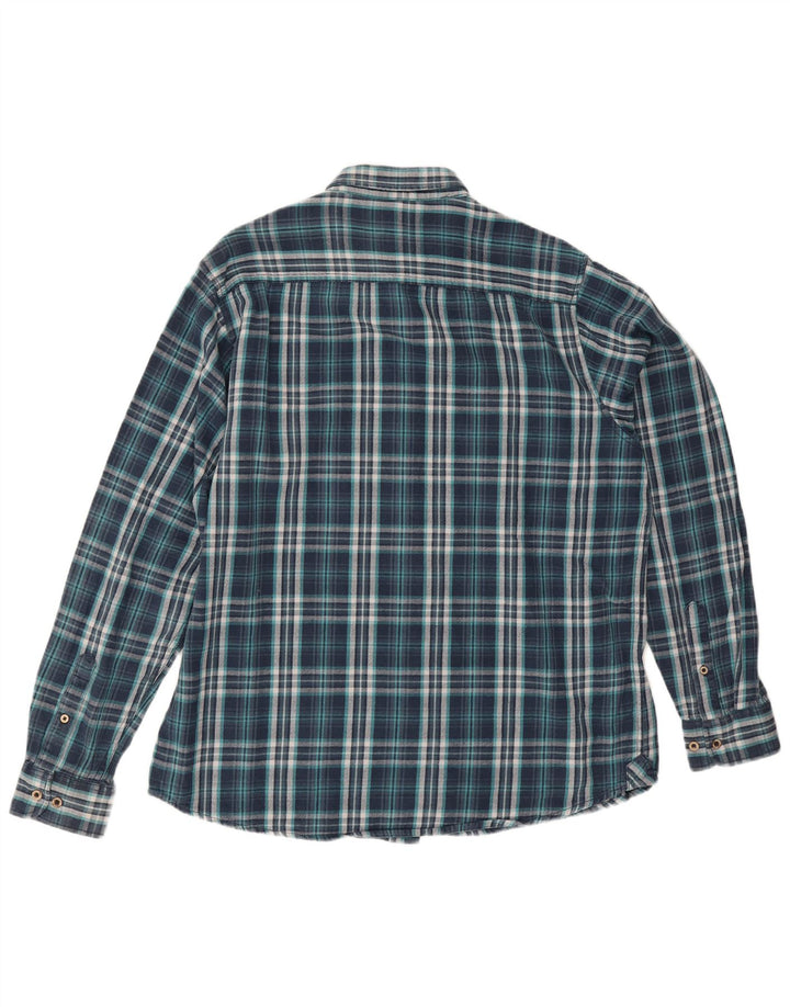 Camisa masculina de flanela James Pringle grande algodão xadrez azul marinho