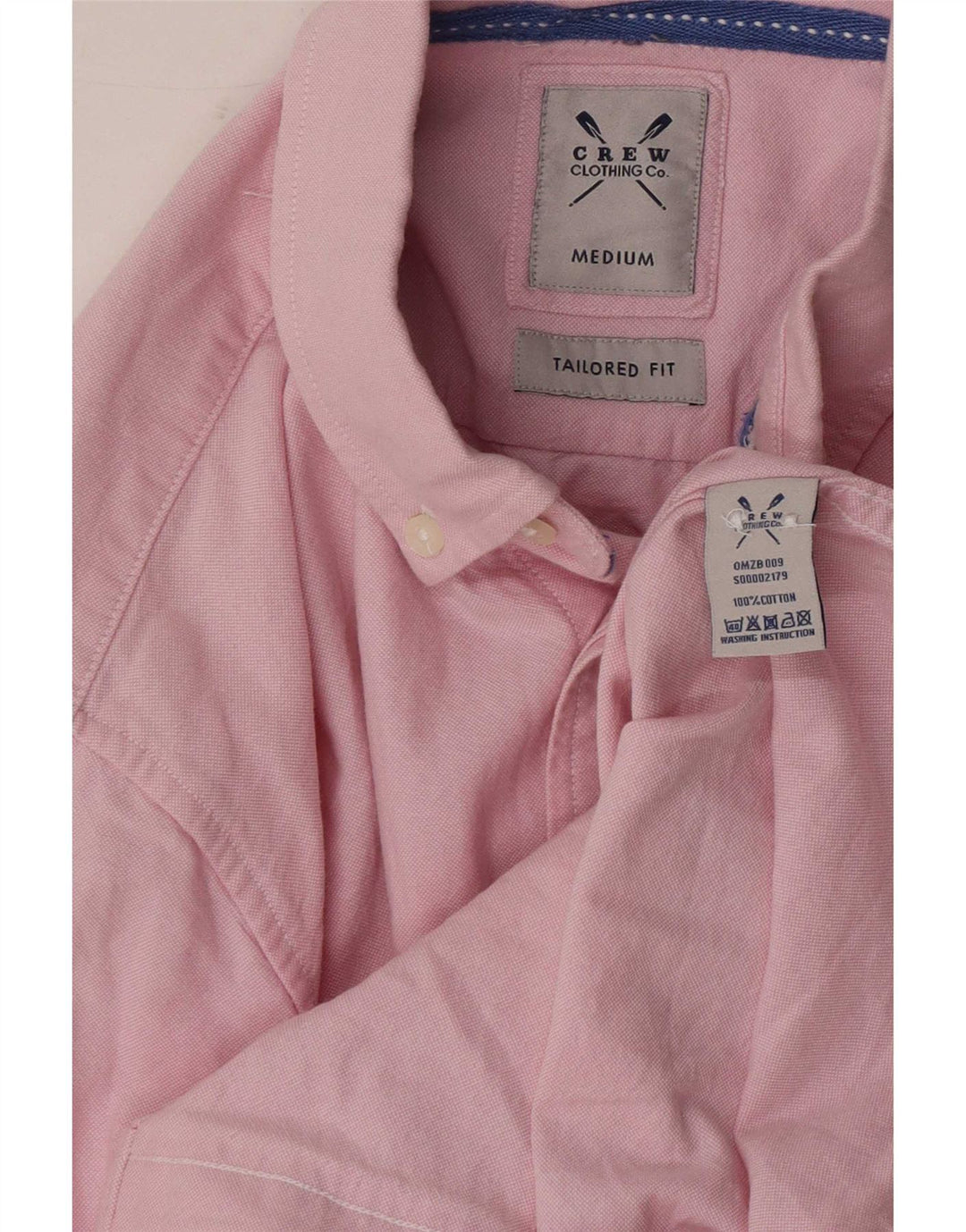Crew Clothing Camisa masculina sob medida de algodão rosa médio