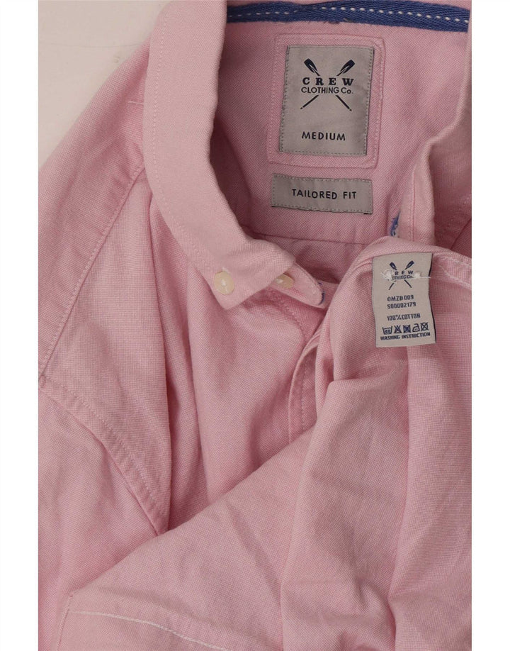 Crew Clothing Camisa masculina sob medida de algodão rosa médio