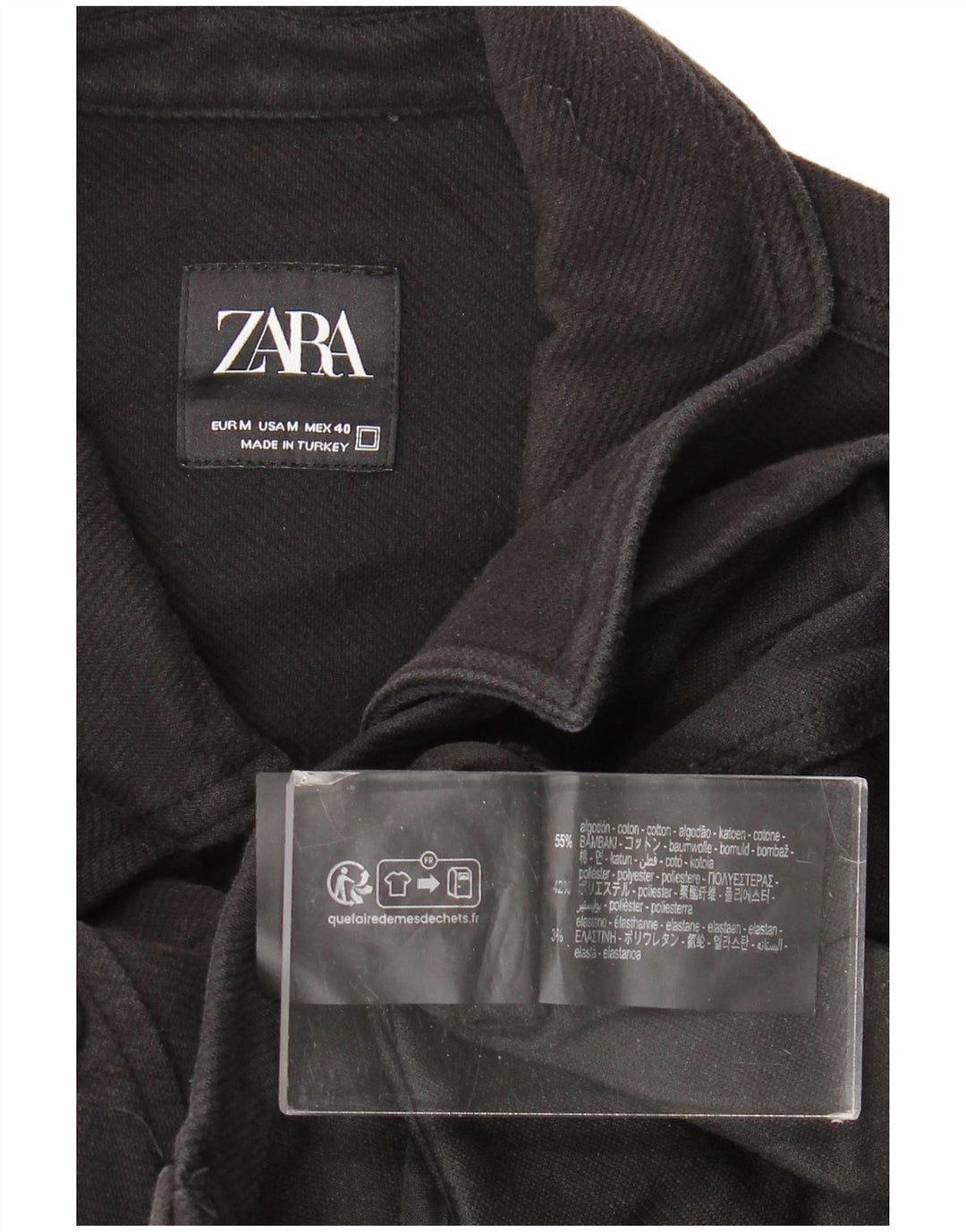 Jaqueta utilitária masculina Zara UK 38 algodão preto médio