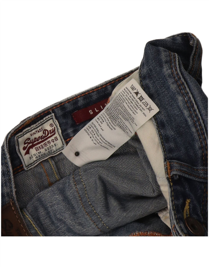 Jeans Superdry feminino desgastado slim W28 L32 algodão azul
