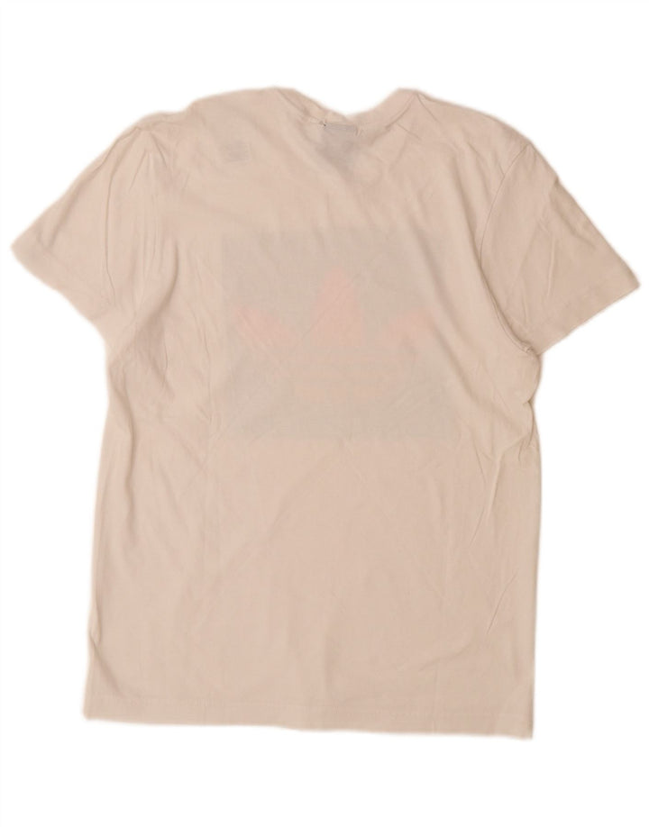 ADIDAS Mens Graphic T-Shirt Top Pequeno Algodão Branco
