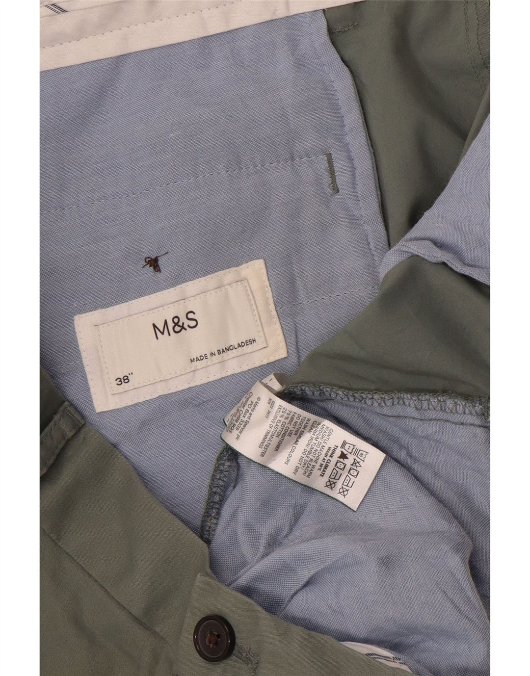 Shorts chino masculino Marks & Spencer W38 XL algodão cáqui