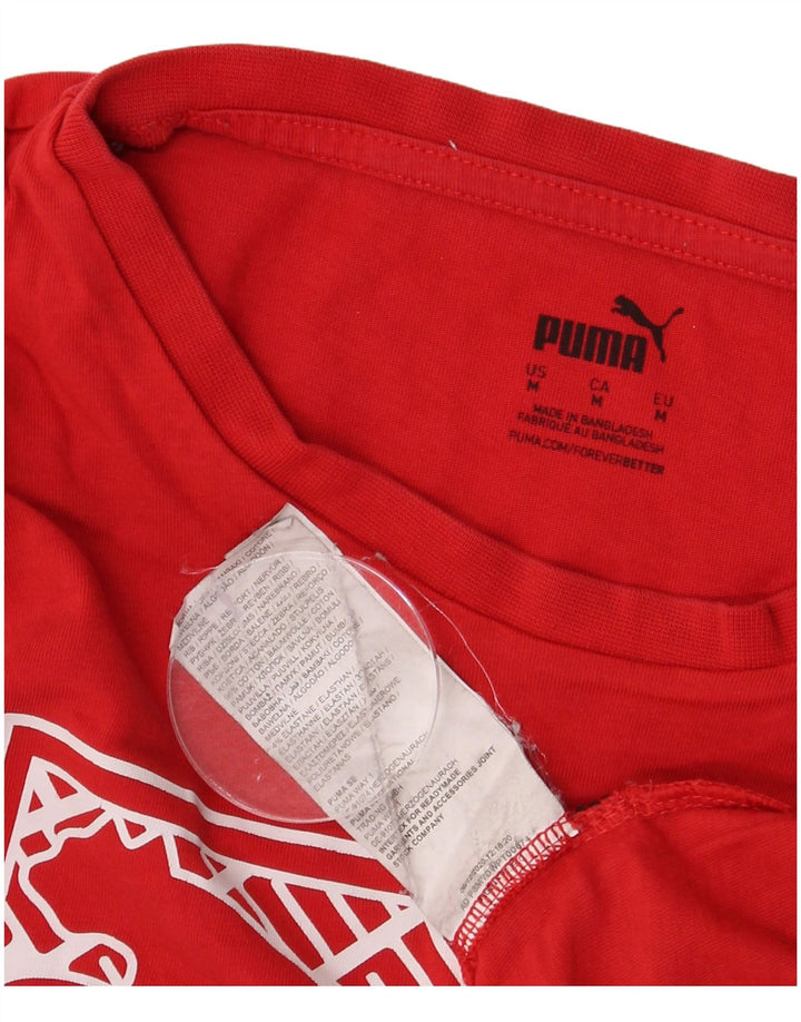 Puma Mens Graphic T-Shirt Top Médio Algodão Vermelho