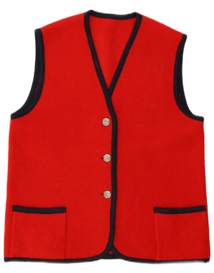 Suéter cardigã feminino sem mangas VINTAGE Reino Unido 14 vermelho médio