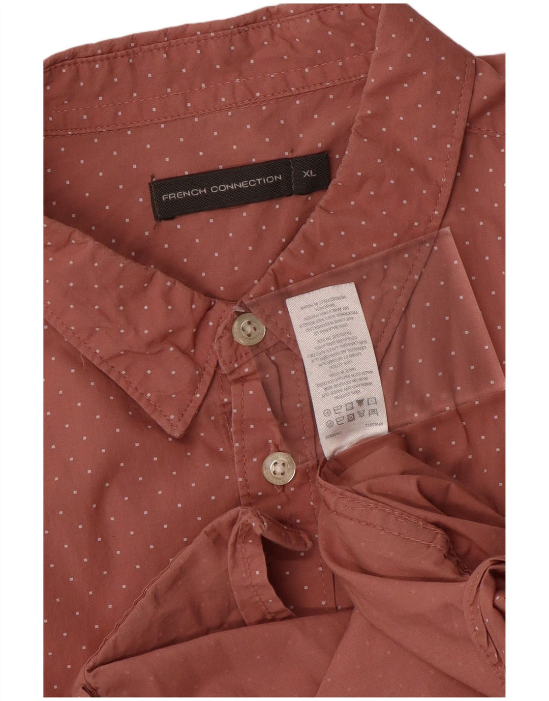 Camisa masculina FRENCH CONNECTION XL algodão manchado Borgonha