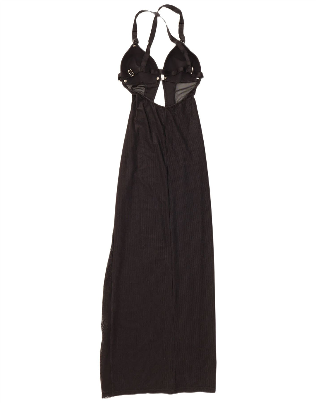 Vestido maxi feminino vintage Halter UK 12 poliamida preta média