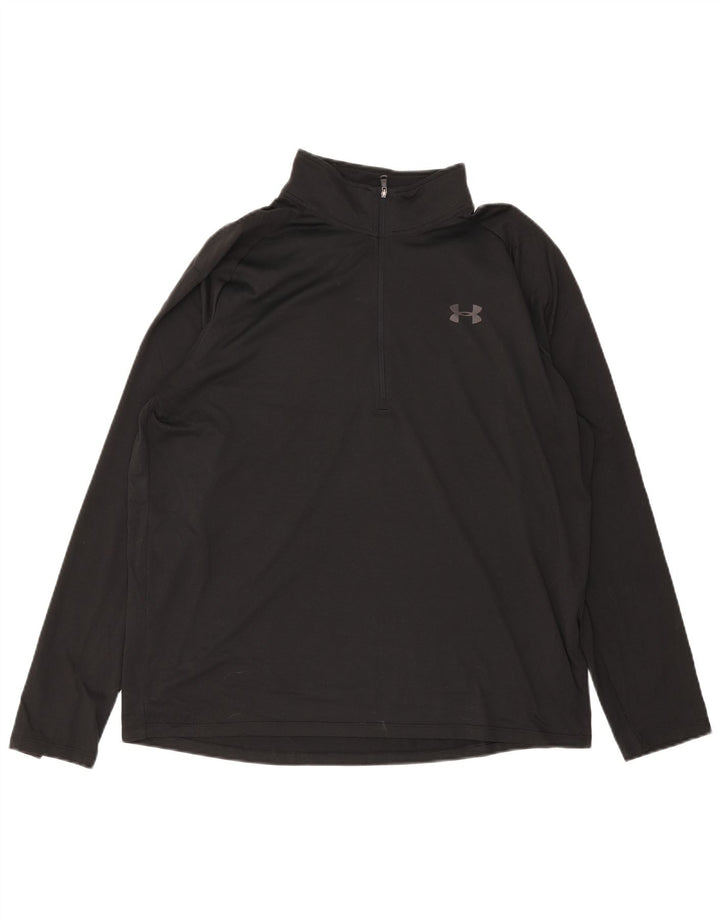 Under Armour Mens Zip Neck Loose Fit Top Manga Longa XL Preto Poliéster