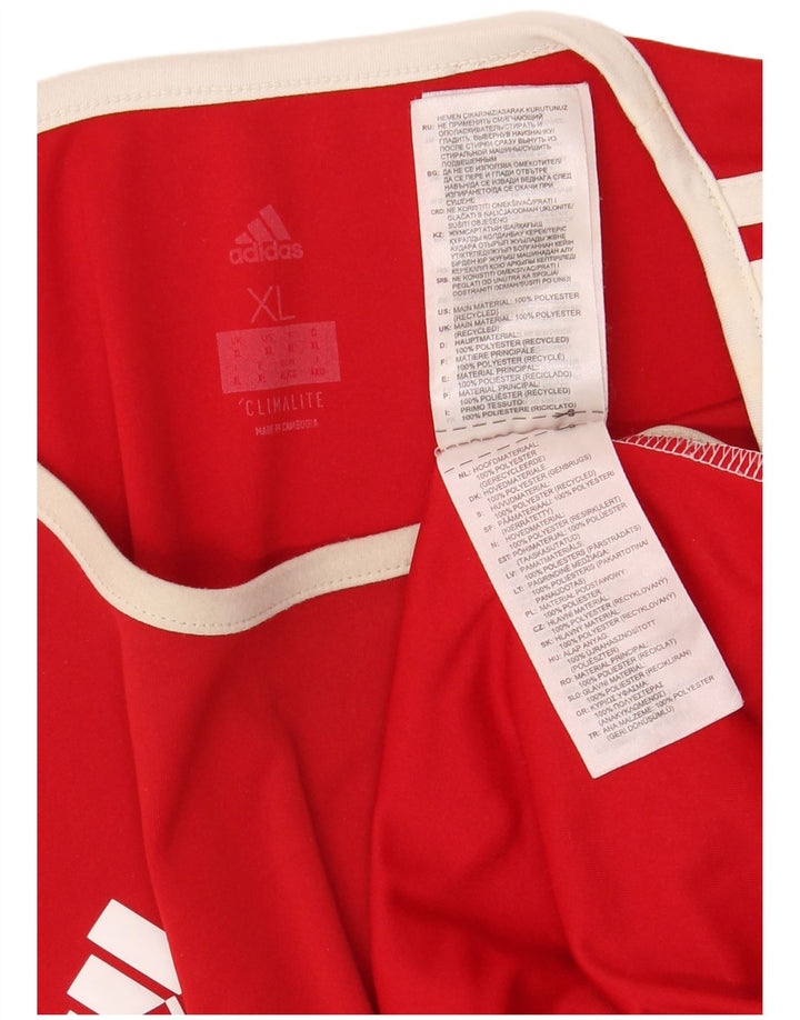 ADIDAS Mens Climalite T-Shirt Top XL Vermelho Colourblock Poliéster