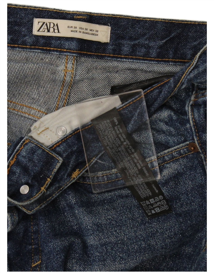 Zara Jeans Slim Feminino EU 38 Pequeno W30 L26 Azul Algodão