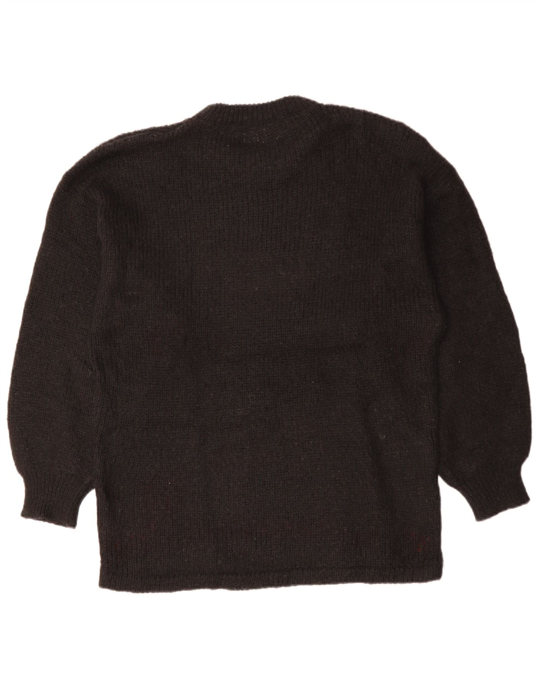 Suéter feminino VINTAGE Longline com gola redonda UK 18 XL preto