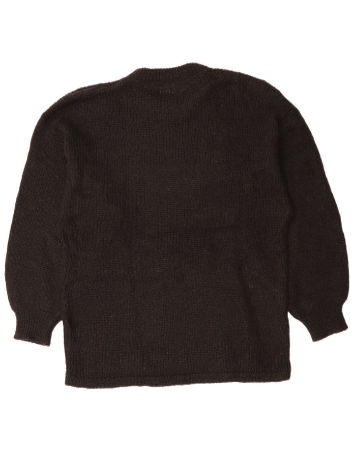 Suéter feminino VINTAGE Longline com gola redonda UK 18 XL preto