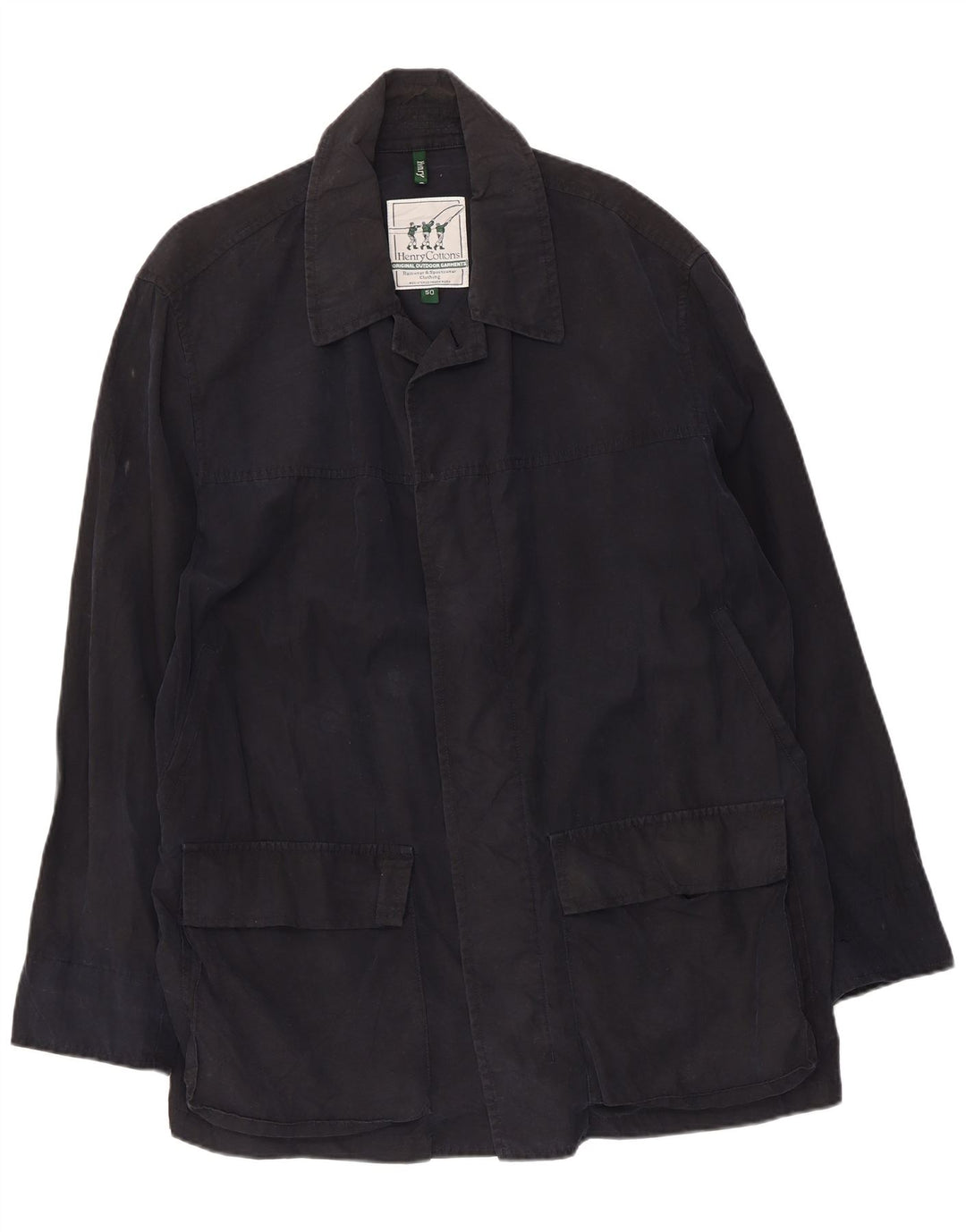 Jaqueta de chuva masculina Henry Cottons IT 50 grande algodão azul marinho