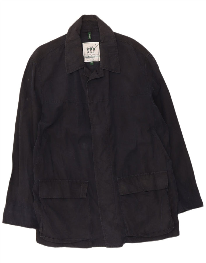 Jaqueta de chuva masculina Henry Cottons IT 50 grande algodão azul marinho