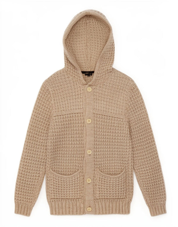 Suéter Rifle Masculino com Capuz Cardigan XL Bege Acrílico