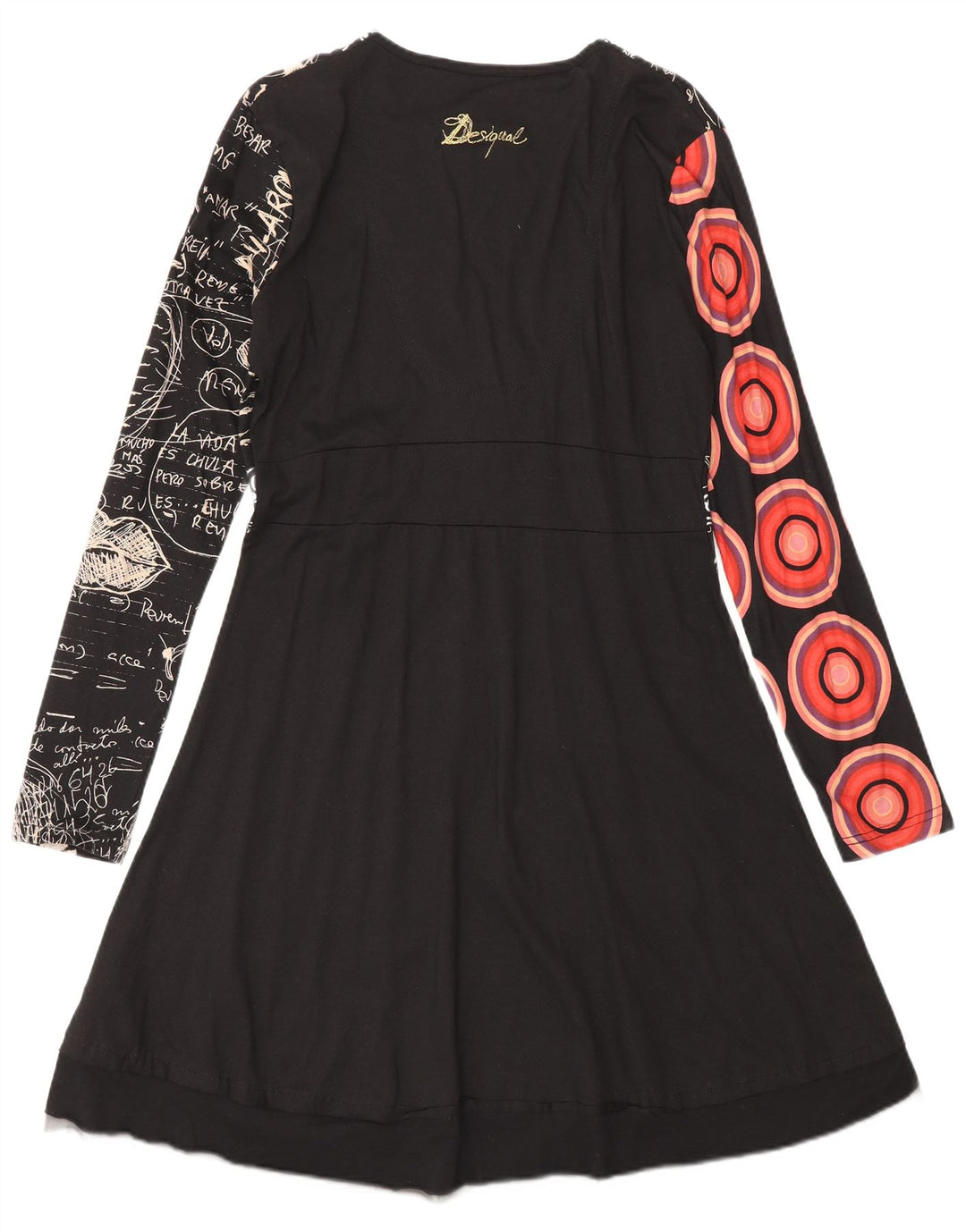 Vestido feminino Desigual Padrão Abstrato Gráfico Império XL Preto Moderno
