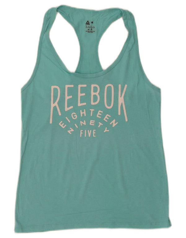 Reebok Womens Graphic Vest Top UK 12/14 Médio Turquesa