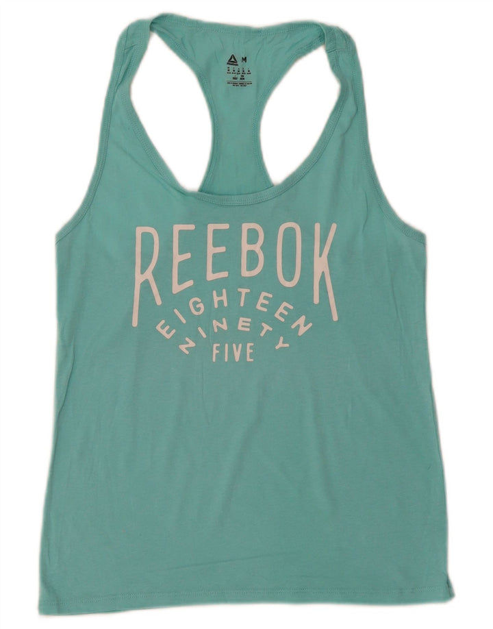 Reebok Womens Graphic Vest Top UK 12/14 Médio Turquesa