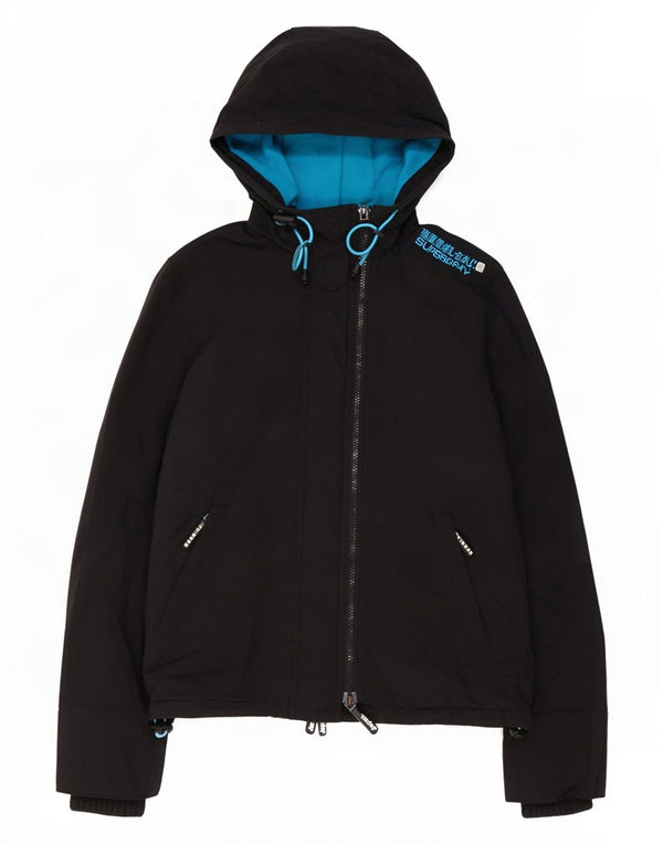 Superdry Womens Windcheater Hooded Windbreaker Jacket UK 10 Small Black