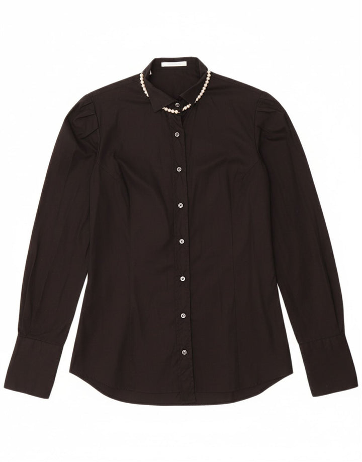 Camisa feminina VINTAGE IT 46 grande algodão preto