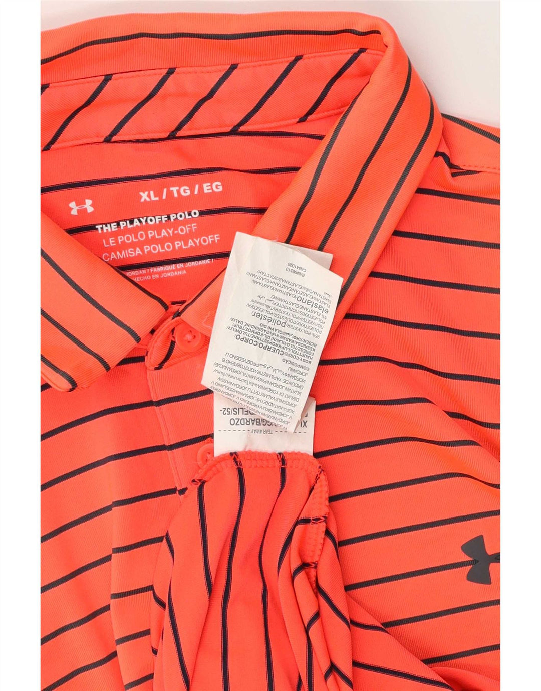 Camisa polo masculina Under Armour XL laranja listrada de poliéster